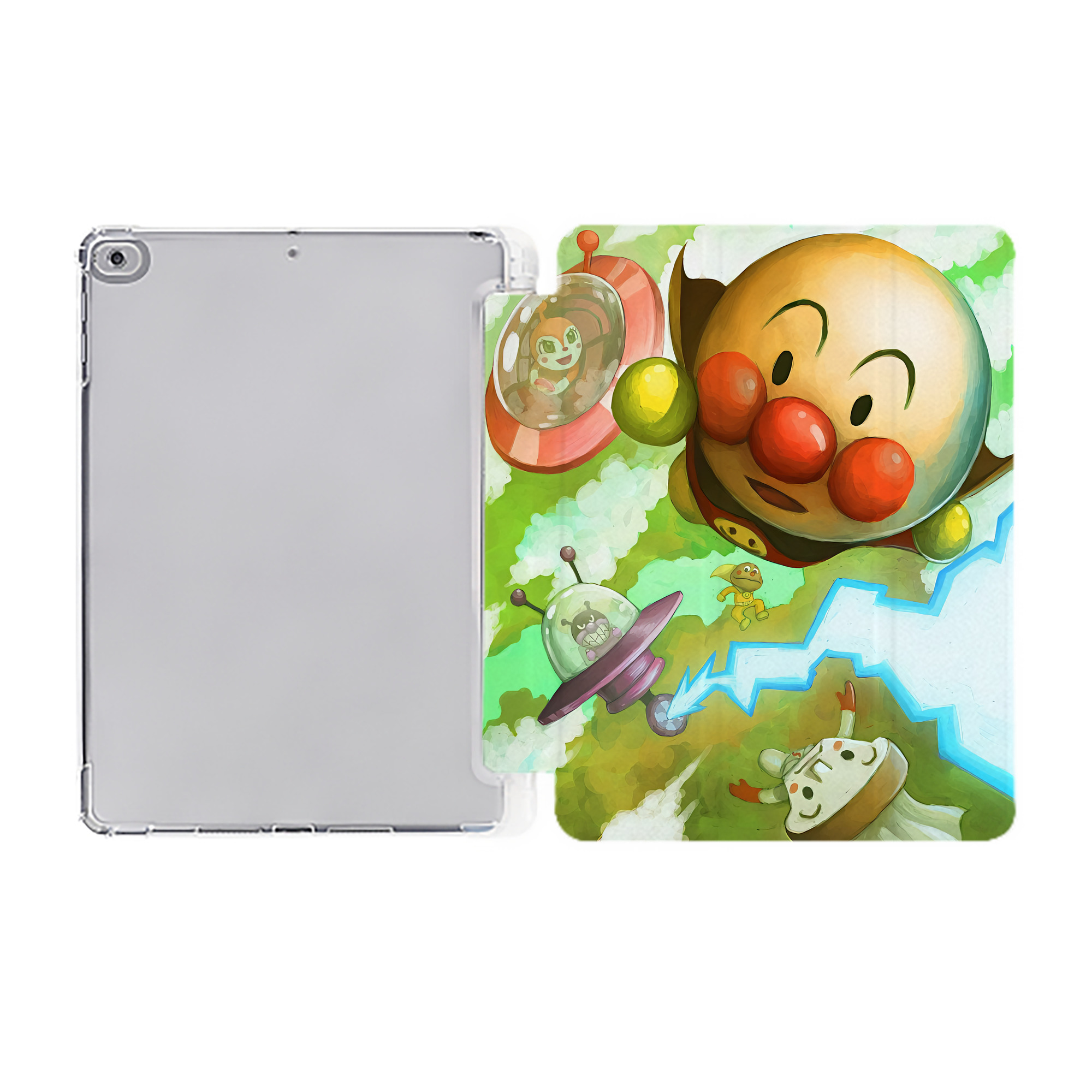 （画像用） アンパンマン Anpanman IPad ケース ペン収納付き 三つ折りスタンド PUレザー×シリコン 対応機種9.5/10.5/10.9インチ